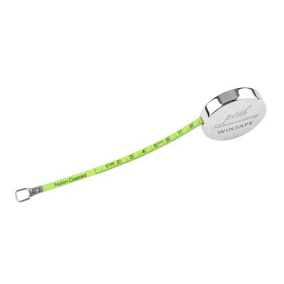 China Special Plastic Case OEM 2M 6Ft Mini Silver Circular Stainless Steel Anniversary Tape Measure for sale