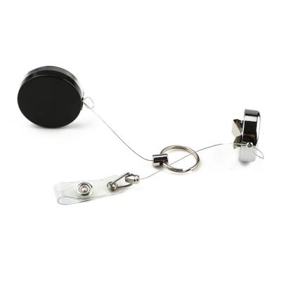 China Custom Wintape Logo Round Shape Retractable Metal Yoyo Badge Reel Half Plastic and Metal Half ID Card Holder with Key Chain for sale