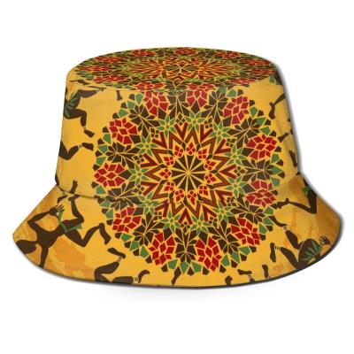 China Fashion Polyester Fabric Summer African Dancers Fisherman Flower Printed Bucket Hats for sale