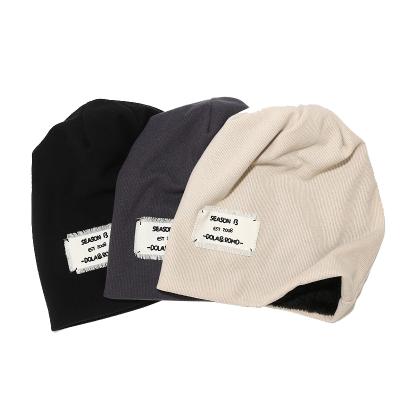 China COMMON Maternity Hat Winter Add Warm Beige Adult Plush Turbano Beanie Hats For Women for sale