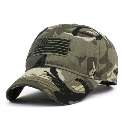 China Camouflage Hat 6 Panel COMMON Cotton Washed USA Flag Embroidery Patch Baseball Caps Military Camouflage for sale