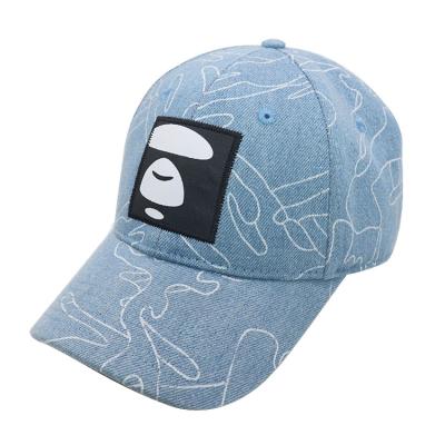 China Customized JOINT Baseball Cap 6 Panel Cotton Woven Label Patch Embroidery Denim Adult Baseball Cap for sale