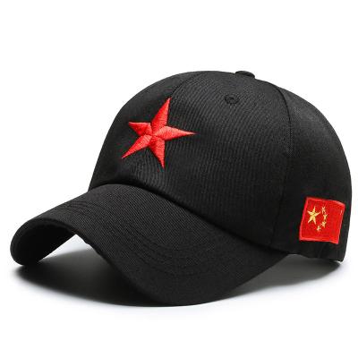 China The People's Men's Cap Five Star Leisure Sun Visor Hat Embroidery China 100% Cotton Hip Hop Hot Selling Baseball Cap for sale