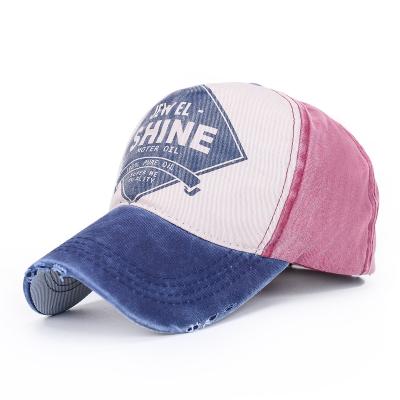 China Retail JOINT Vampires Wife Hat Students Couples 5 Panel Printed Cotton Washed Sun Shade Distressed Trucker Hat for sale