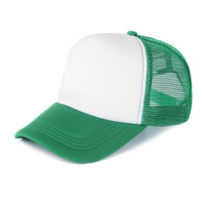 China Mens Trucker Hats Summer 5 Panel Polyester Nylon Mesh Green Sun Shade Trucker Hat for sale