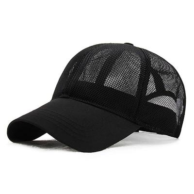 China Black Empty Mesh Trucker Cap Summer Baseball Trucker Hat Custom Wholesale 6 Full JOINT Panel Logo for sale