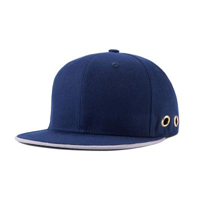 China New JOINT Plain Design Metal Royal Blue Men's Circle Hip Hop Flat Brim Baseball Snapback Hats for sale