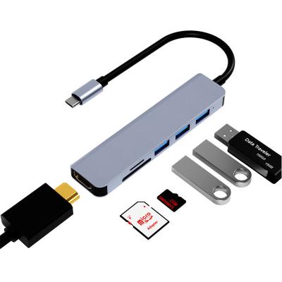 China Usb c Device 6In 1 Type-c Multiport Hub To Usb 3.0 4k/2k USB-C Multi Hub Cable Adapter for sale