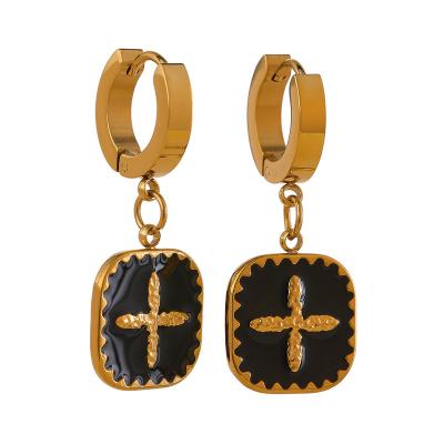 China Yhpup FASHIONABLE 2022 New Arrivals Earring Pendants Stainless Steel Jewelry Enamel Cross Earrings For Women for sale