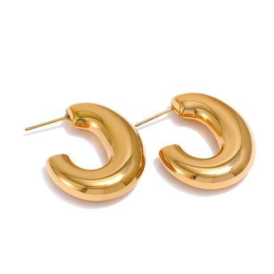 China Yhpup Fashion TRENDY Water Proof Cavity Metal Stainless Steel 18k Gold Personalized Hoop Earrings 2022 For Women for sale