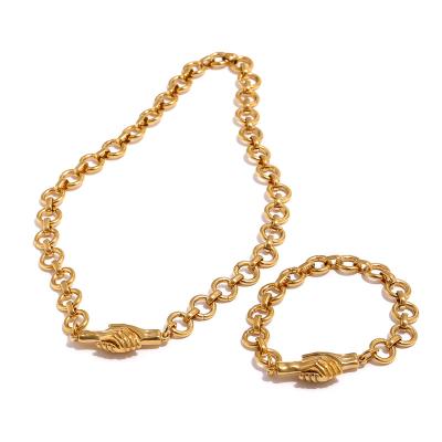 China Yhpup FASHIONABLE High Quality Texture 18K Necklace Metal Hand Chain Necklace 316L Stainless Steel Gold Plated Jewelry From Yhpup for sale