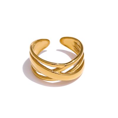 China FASHIONABLE Minimalist Gold Plated Opening Ring New Stainless Steel Metal 18K Jewelry from Yhpup for Women for sale