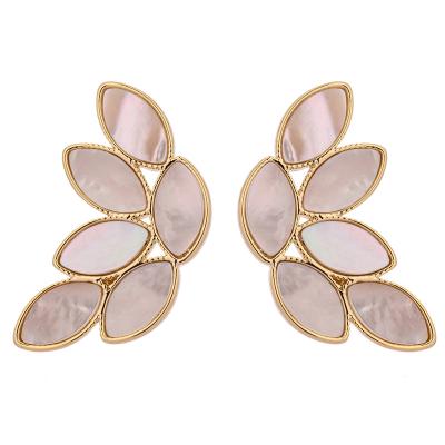 China Yhpup Best Selling Trendy Gold Stud Earrings Jewelry Leaf Stud Copper Earrings For Women for sale