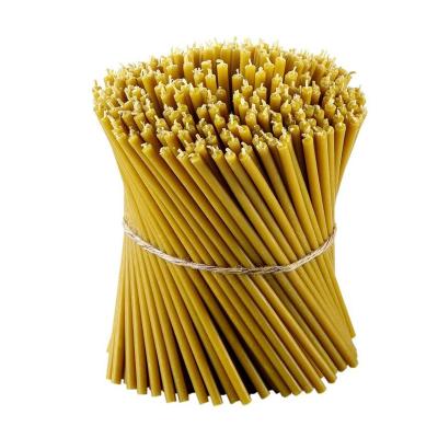 China Decorative Thin Pure Beeswax Birthday Candles For Church Prayer, Smokeless No Drip Honey Scented Taper Candles For Birthday Home for sale