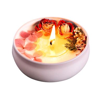 China Amazon Tin Eternal Flower Soy Wax Luxury Aluminum Birthdays Scented Candles, Wholesale Custom Gift Tin Can Aromatherapy Dry Flower Candles for sale