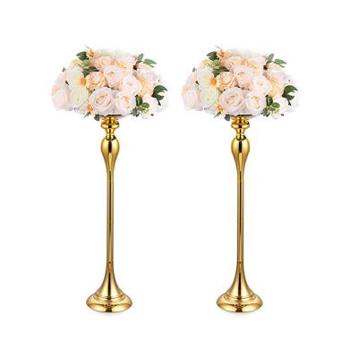 China Wedding Table Reception Decor Birthday Party Wedding Vases Metal Gold Wedding Decoration Decorative Flower Stand, Wedding Party Table Centerpieces Candle Holder for sale