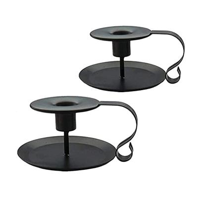 China Classic wrought iron candle holder with stand, set of 2 metal candlestick holders for taper candle for sale