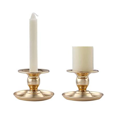 China Classic Gold 2 Iron Candle Holder Set for Table Decor, Modern Decorative Vintage Centerpiece Candlestick Holder for Wedding for sale