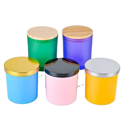 China Free Sample Wholesale Various Type Glass Candle Jars With Metal Bamboo Wood Lids, Customize Logo Free Sample Candle Jars For Making Candles for sale