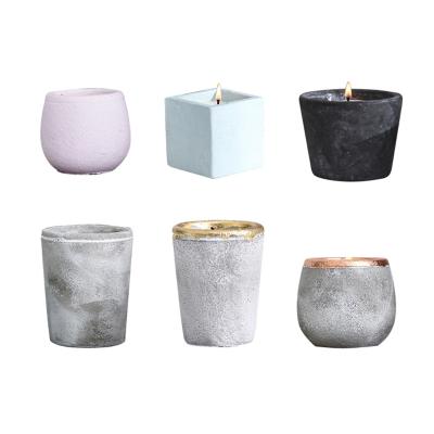 China Home Decoration Maker Customized Cement Scented Candle Cup for Art Craft, Handmade Concrete Candle Jar for Candle Making for sale