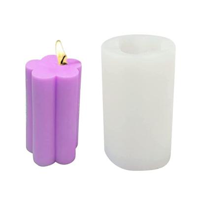 China DIY Candle Making 3D Silicone Four Leaf Clover Cylinder Pillar Candle Mold, Love Petal Cylinder Silicone Candle Mold For Soap Chocolate Cake for sale