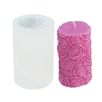 China DIY Candle Making 3D Silicone Goddess Butterfly Relief Design Pillar Candle Mold, Rose Flower Waves Pillar Taper Candle Mold for Scented Candles for sale