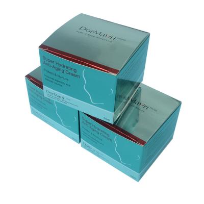 China High Quality Handmade Hot Foil Logo Package Boxes Bright Blue Color Printing Metallic Material Gift Boxes Paper Boxes For Cosmetic for sale