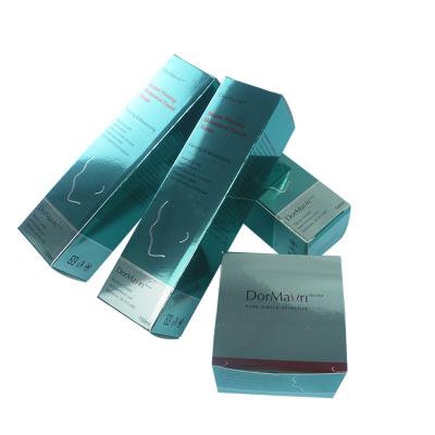 China Factory Customized Blue Paper Two Fold End Box High Quality Handmade Printing Metallic Bright Packaging Boxes For Cosmetic for sale