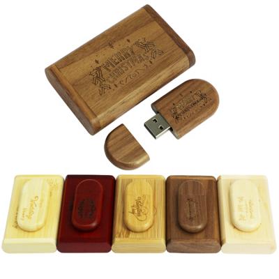 China Most Popular Wooden Memory Stick Customized Pen Drive 128 GB Wooden USB Flash Drive With Logo Company Business 64GB Pendrive Wooden Box for sale