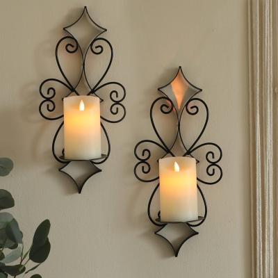 China Minimalist Wall Candle Sconces Holder Set of 2- Metal Candle Wall Sconces for Living Room Bedroom Dining Room Wall Decorations for sale