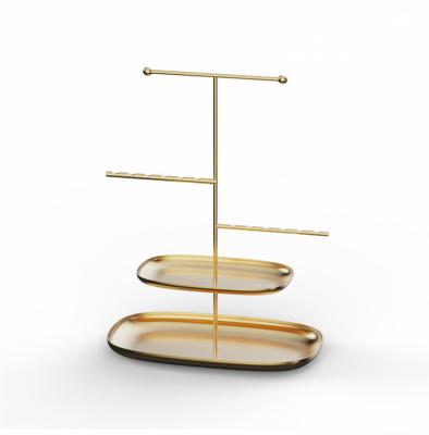 China Simple Design Viable Free Standing Luxury Metal Jewelry Display Rack Jewelry Shelf Storage Table Racks Racks Home Storage for sale