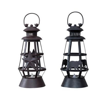 China Minimalist LED Metal Lantern Outdoor Waterproof Patio Hanging Yard and Table Top with Hollowed-out Design for sale