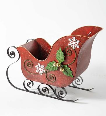 China Wholesale Custom Minimalist Red Metal Sleigh Holiday Indoor and Outdoor Decoration for sale