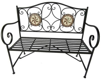 China Outdoor Minimalist 2 Seats Wrought Iron Metal Mosaic Garden Bench for sale