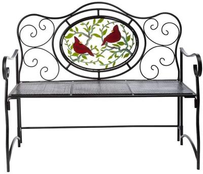 China Garden Bench Hand-Painted Minimalist Victorian Cardinal Medallion Style Folding Benches for sale