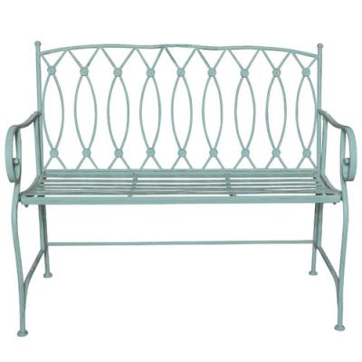 China Minimalist Wholesale Choice Best Goods Blue Decorative Outdoor Garden Patio Metal Roller Bench for sale