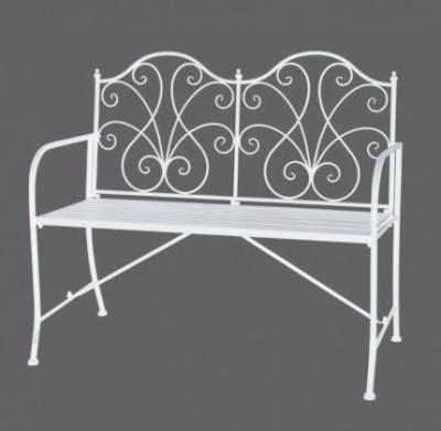 China Minimalist High Quality Choice Metal Wrought Iron Garden Patio Furniture White Sleek Scrolled Outdoor Benches for sale