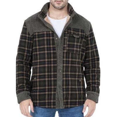 China 2021 Anti-wrinkle men's shirts American cargo plaid wool thickened long sleeves large size men's long shirts for sale