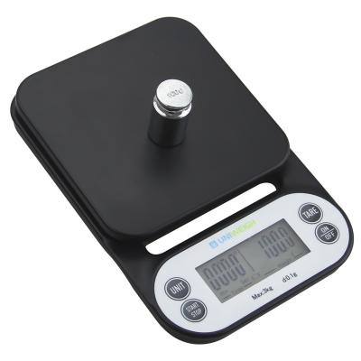 China WITH LID Multifunctional Hand Coffee Scale With Timer Electronic Digital Kitchen Scale LCD Scale 3000g/0.1g ABS Plastic+ Stainless Steel for sale