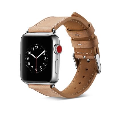 China Wholesale Luxury Genuine Leather Strap Watch Band 38/40/42/44mm Genuine Leather Strap For Smart Watch for sale