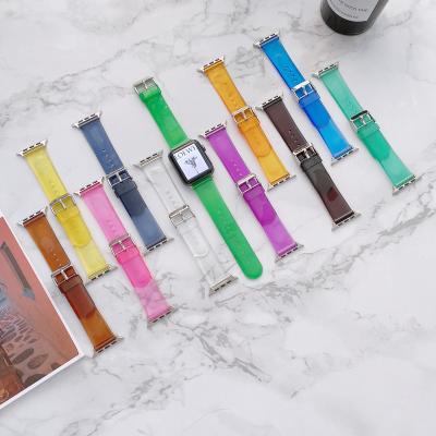 China For Apple Watch 7 Se 6 5 4 Wholesale Transparent Clear Watch Band For Apple Watch 7 Series Se Band 6 5 4 for sale