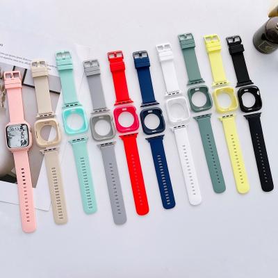 China For Apple Watch 7 Se 6 5 4 Wholesale Drop Band Watch Silicon Protective Case For Apple Watch Series 7 Se 6 5 4 Watch Strap for sale