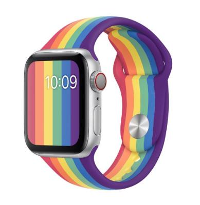 China 2021 Factory Soft Rainbow Wrist Strap Strap Silicone Band Rubber Straps For Apple Watch Series 3 Se 4 5 6 38/40mm 42/44mm for sale