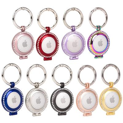 China Bling Bling Diamond Rhinestone Alloy Metal Accessories Anti-drop Case With Key Chain Cover Sleeve For Apple AirTag Case for sale