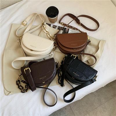 China Fashion Pure Color Saddle Ladies Messenger Bag Mobile Phone Bag Brand Women Shoulder Bags High Quality PU Leather Handbags for sale