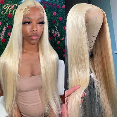 China Can Be Virgin HD Lace Band 150% 180% Density Straight Pre Plucked Bleached Transparent Wig, 613 Blonde 13*4 Lace Front Hair Wigs for sale