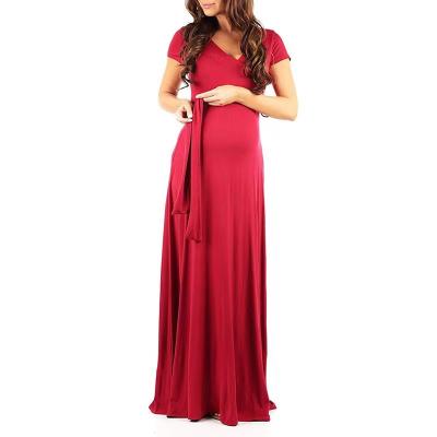 China Maternity 2021 Fashion Maxi Dress Women Summer Casual Wrap Pregnancy Dresses Long for sale