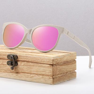 China Round High Quality Polarized Sun Glasses Vintage Designer Recycle Wheat Straw Round Frame Sunglasses For Women for sale