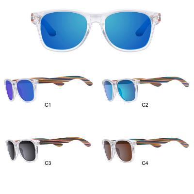 China Fashion Sunglasses custom logo luxury round clear PC frame colorful wood temple sun glasses polarized for sale