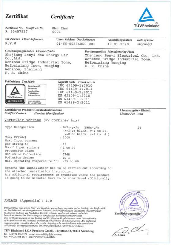 TUV mark - Zhejiang Benyi Electrical Co., Ltd.